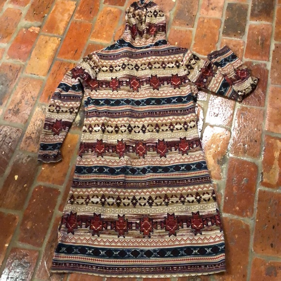 Almost Famous Tribal Aztec Western Duster Sweater szS - Picture 12 of 15